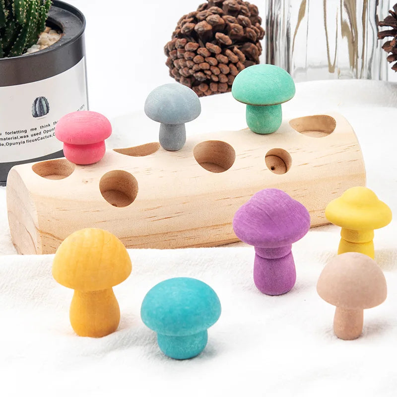 Montessori Wooden Mushroom Blocks Toy 