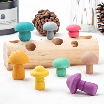 Montessori Wooden Mushroom Blocks Toy 