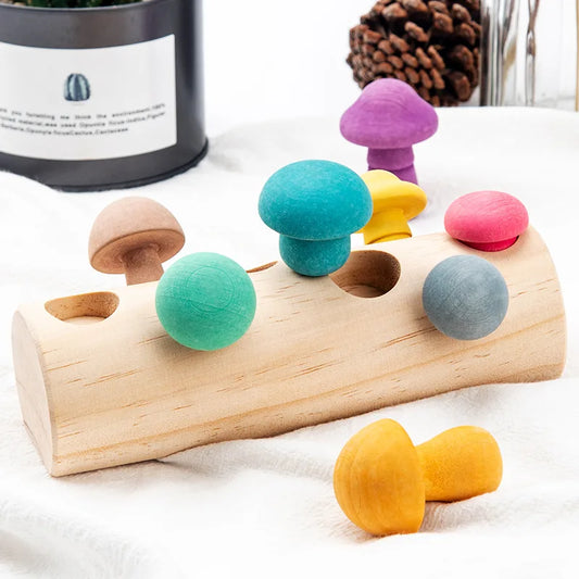 Montessori Wooden Mushroom Blocks Toy 