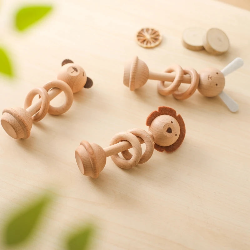 Wooden Baby Rattles Toys 