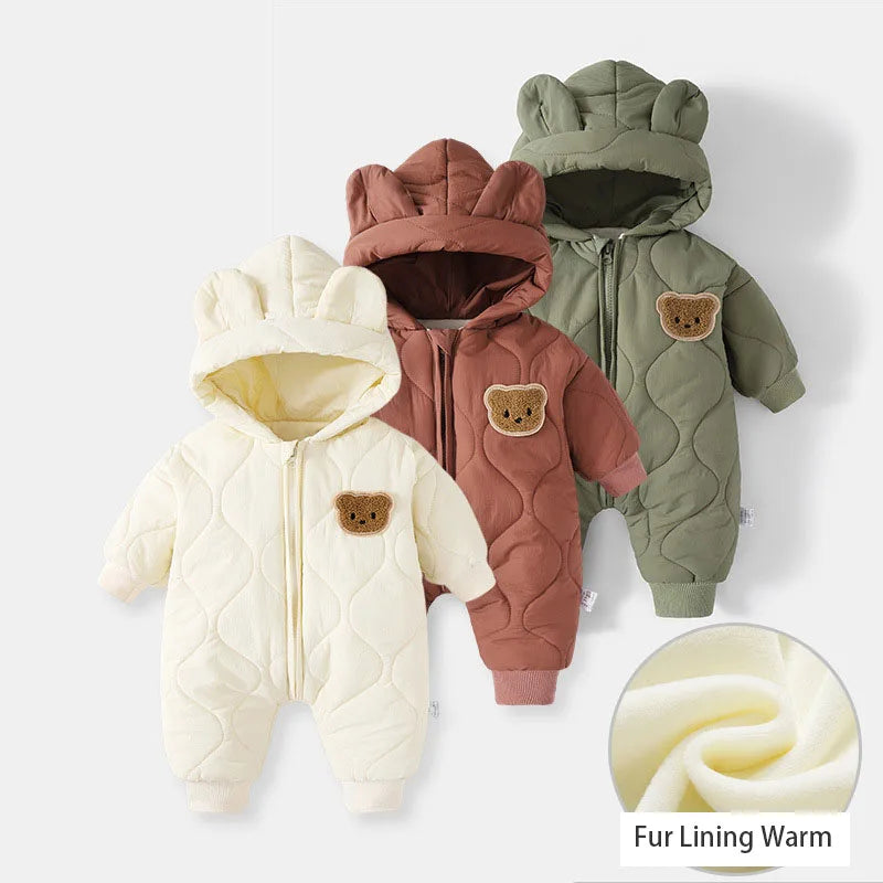 Fur Lining Warm Toddler Rompers  