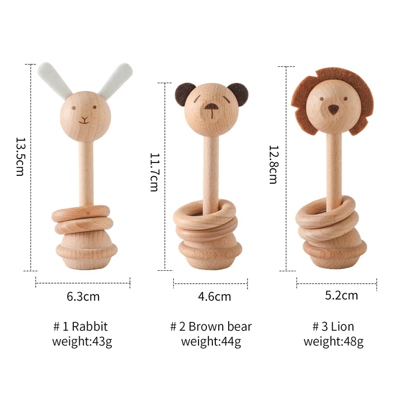 Wooden Baby Rattles Toys 