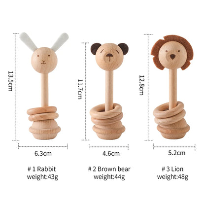 Wooden Baby Rattles Toys 