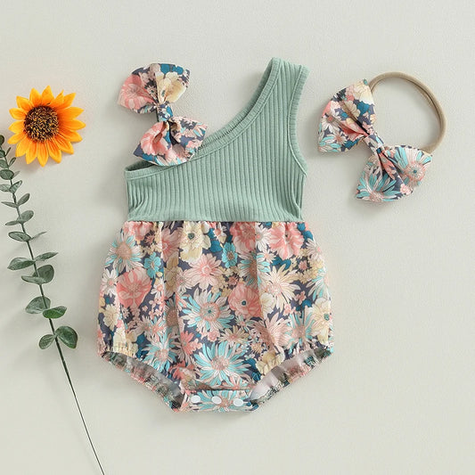 Floral One Shoulder Two Piece  