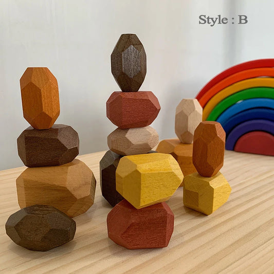 Wooden Stacked Stone Balanced Toy  